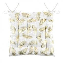 Stof Housses De Chaises Et Galettes De Chaises Coussin De Chaise Beige Et Or En Coton 40x40cm