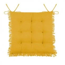 Stof Housses De Chaises Et Galettes De Chaises Coussin De Chaise En Coton Jaune Ă Franges 40x40