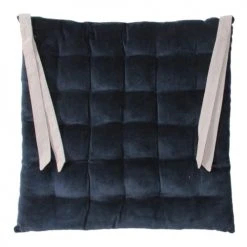 Home Maison Housses De Chaises Et Galettes De Chaises Galette De Chaise à Effet Velours Coton Dark Navy 40 X 40