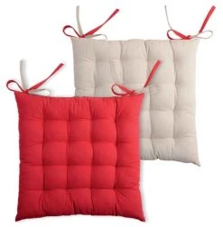 Lovely Casa Housses De Chaises Et Galettes De Chaises Galette De Chaise Bicolore Coton Rouge/lin 40x40