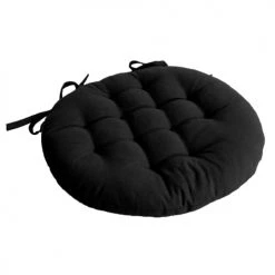 Home Maison Housses De Chaises Et Galettes De Chaises Galette De Chaise Piquée Et Ronde Coton Noir 38 X 38