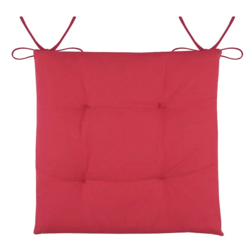 Home Maison Housses De Chaises Et Galettes De Chaises Galette De Chaise Plate Montagne Chic Coton Rouge 38x38cm – Image 2