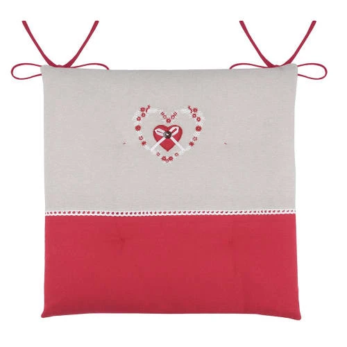 Home Maison Housses De Chaises Et Galettes De Chaises Galette De Chaise Plate Montagne Chic Coton Rouge 38x38cm – Image 3