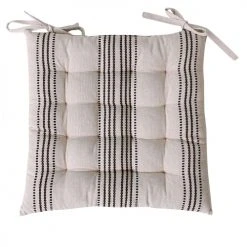 Home Maison Housses De Chaises Et Galettes De Chaises Galette De Chaise Rayée En Coton Recyclé Coton Ecru 38 X 38