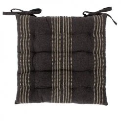 Home Maison Housses De Chaises Et Galettes De Chaises Galette De Chaise Rayée En Coton Recyclé Coton Gris Foncé 38 X 38