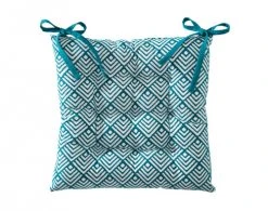 Becquet Housses De Chaises Et Galettes De Chaises Galette De Chaise Réversible Bleu 40x40 En Coton