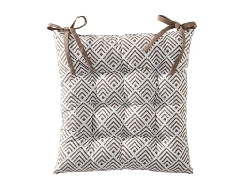 Becquet Housses De Chaises Et Galettes De Chaises Galette De Chaise Réversible Marron Taupe 40x40 En Coton