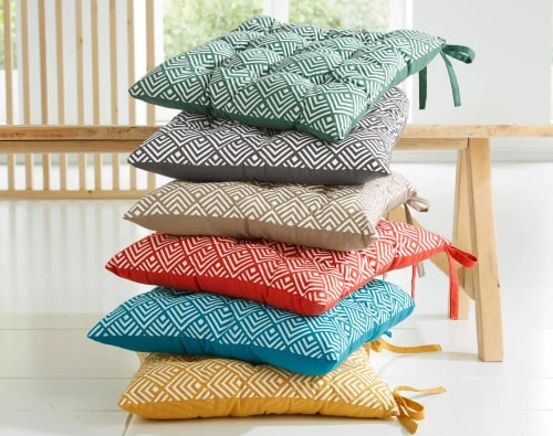 Becquet Housses De Chaises Et Galettes De Chaises Galette De Chaise Réversible Marron Taupe 40x40 En Coton – Image 3