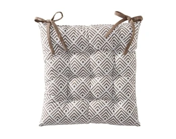 Becquet Housses De Chaises Et Galettes De Chaises Galette De Chaise Réversible Marron Taupe 40x40 En Coton – Image 4