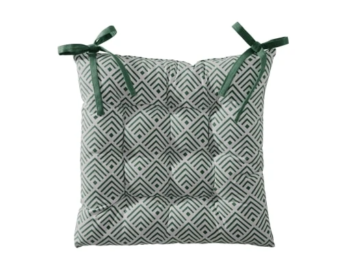 Becquet Housses De Chaises Et Galettes De Chaises Galette De Chaise Réversible Vert Eucalyptus 40x40 En Coton