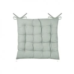 Home Maison Housses De Chaises Et Galettes De Chaises Galette De Chaise Unie Et Classique Coton Sauge 38 X 38