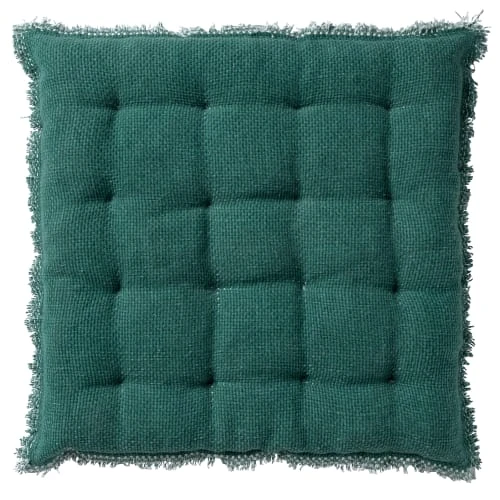 Dutch Decor Housses De Chaises Et Galettes De Chaises Galette De Chaise Vert En Coton 40x40 Cm Uni