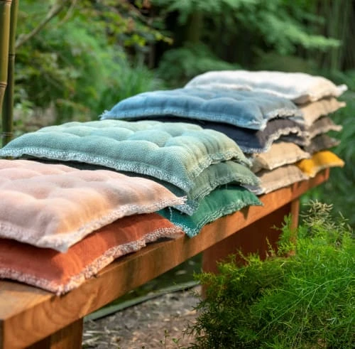 Dutch Decor Housses De Chaises Et Galettes De Chaises Galette De Chaise Vert En Coton 40x40 Cm Uni â Image 4