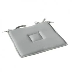 Home Maison Housses De Chaises Et Galettes De Chaises Galette Plate Unie En Coton Passepoil Et Nouettes Coton Gris 40 X 40