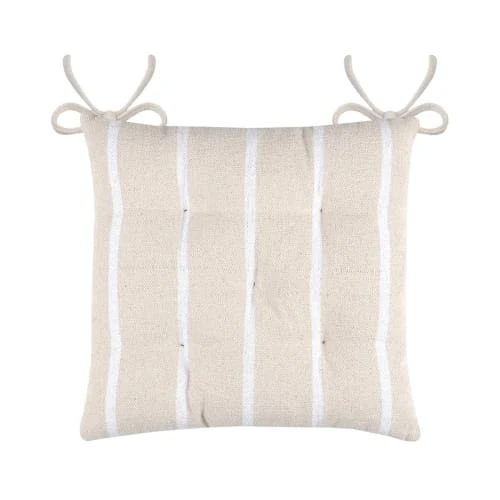 Lovely Casa Housses De Chaises Et Galettes De Chaises Galettes De Chaise 5 Points Blanc Coton 40x40cm - Lot De 4