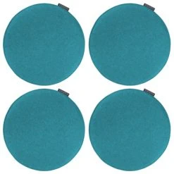 Magma Housses De Chaises Et Galettes De Chaises Galettes De Chaises Rondes Bleu Pétrole - Lot De 4 - Ø 35cm