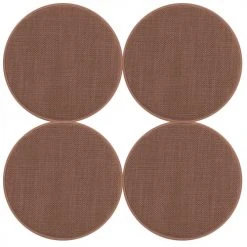 Magma Housses De Chaises Et Galettes De Chaises Galettes De Chaises Rondes Brique Bi-matière-Lot De 4 - Env.Ø 35cm