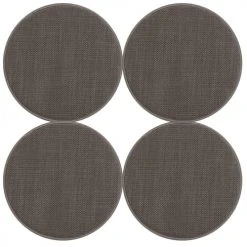 Magma Housses De Chaises Et Galettes De Chaises Galettes De Chaises Rondes Taupe Bi-matière-Lot De 4 - Env.Ø 35cm