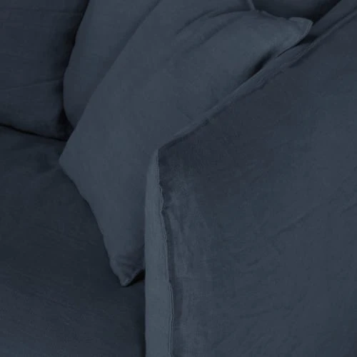 Maisons Du Monde Housses De Canapé Housse De Canapé 2 Places En Lin Froissé Bleu Nuit – Image 3