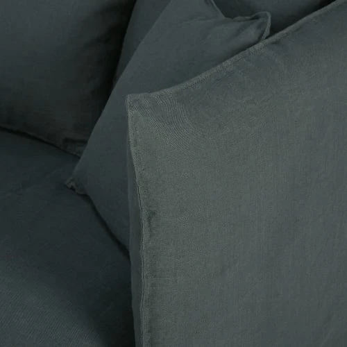 Maisons Du Monde Housses De Canapé Housse De Canapé 2 Places En Lin Froissé Gris Anthracite – Image 2