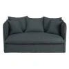 Maisons Du Monde Housses De Canapé Housse De Canapé 2 Places En Lin Froissé Gris Anthracite