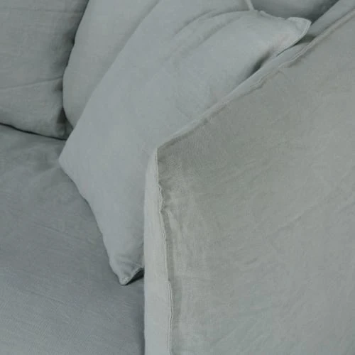 Maisons Du Monde Housses De Canapé Housse De Canapé 2 Places En Lin Froissé Gris Clair – Image 2