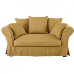 Maisons Du Monde Housses De Canapé Housse De Canapé 2 Places En Lin Froissé Ocre