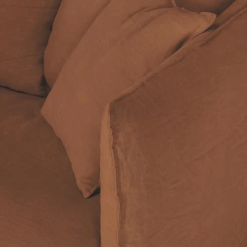 Maisons Du Monde Housses De Canapé Housse De Canapé 2 Places En Lin Froissé Orange Sienne – Image 3