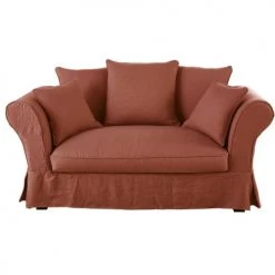 Maisons Du Monde Housses De Canapé Housse De Canapé 2 Places En Lin Froissé Terracotta