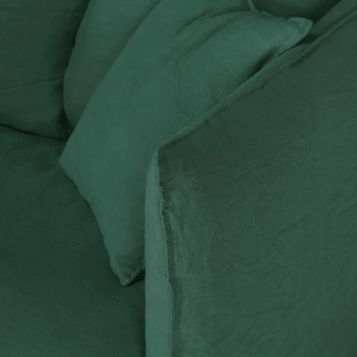 Maisons Du Monde Housses De Canapé Housse De Canapé 2 Places En Lin Froissé Vert – Image 3