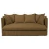 Maisons Du Monde Housses De Canapé Housse De Canapé 3/4 Places En Lin Froissé Marron Havane