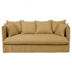 Maisons Du Monde Housses De Canapé Housse De Canapé 3/4 Places En Lin Froissé Ocre