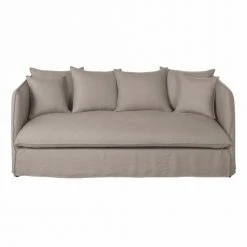 Maisons Du Monde Housses De Canapé Housse De Canapé 3/4 Places En Lin Supérieur Beige Ficelle