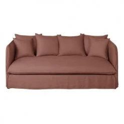 Maisons Du Monde Housses De Canapé Housse De Canapé 3/4 Places En Lin Supérieur Rouge Rhubarbe