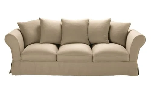 Maisons Du Monde Housses De Canapé Housse De Canapé 4/5 Places En Lin Froissé Beige Ficelle