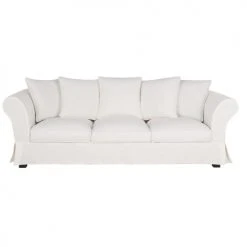 Maisons Du Monde Housses De Canapé Housse De Canapé 4/5 Places En Lin Froissé Blanc