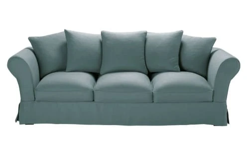 Maisons Du Monde Housses De Canapé Housse De Canapé 4/5 Places En Lin Froissé Bleu Céladon