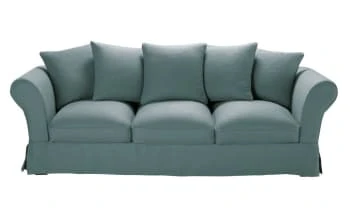 Maisons Du Monde Housses De Canapé Housse De Canapé 4/5 Places En Lin Froissé Bleu Céladon – Image 6