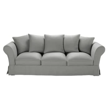 Maisons Du Monde Housses De Canapé Housse De Canapé 4/5 Places En Lin Froissé Beige Ficelle – Image 5