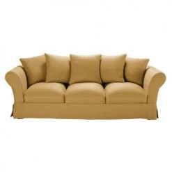 Maisons Du Monde Housses De Canapé Housse De Canapé 4/5 Places En Lin Froissé Ocre