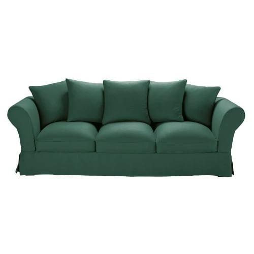 Maisons Du Monde Housses De Canapé Housse De Canapé 4/5 Places En Lin Froissé Vert