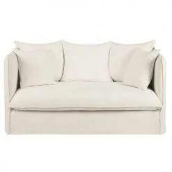 Maisons Du Monde Housses De Canapé Housse De Canapé Convertible 2 Places En Lin Froissé Blanc