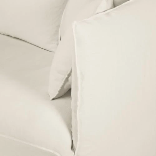 Maisons Du Monde Housses De Canapé Housse De Canapé Convertible 2 Places En Lin Froissé Blanc – Image 4