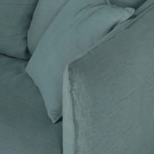 Maisons Du Monde Housses De Canapé Housse De Canapé Convertible 2 Places En Lin Froissé Bleu Céladon – Image 4