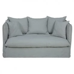 Maisons Du Monde Housses De Canapé Housse De Canapé Convertible 2 Places En Lin Froissé Gris Clair