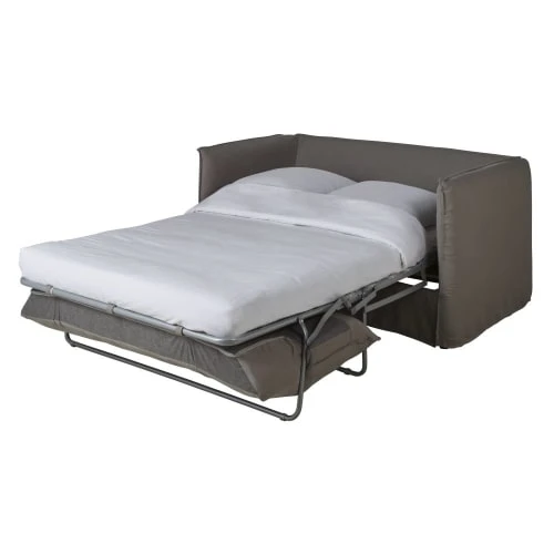 Maisons Du Monde Housses De Canapé Housse De Canapé Convertible 2 Places En Lin Supérieur Gris – Image 2