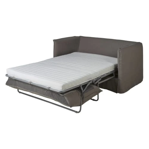 Maisons Du Monde Housses De Canapé Housse De Canapé Convertible 2 Places En Lin Supérieur Gris – Image 3