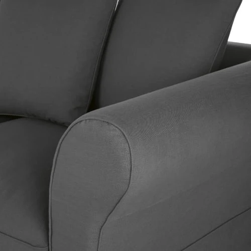 Maisons Du Monde Housses De Canapé Housse De Canapé Convertible 3/4 Places (12 Cm) En Lin Froissé Gris Anthracite – Image 4