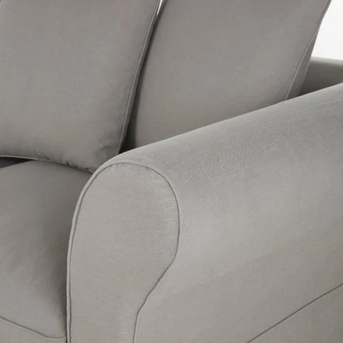 Maisons Du Monde Housses De Canapé Housse De Canapé Convertible 3/4 Places (12 Cm) En Lin Froissé Gris Clair – Image 4