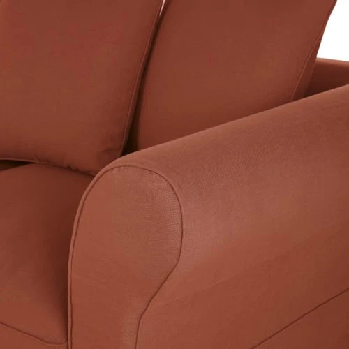 Maisons Du Monde Housses De Canapé Housse De Canapé Convertible 3/4 Places (12 Cm) En Lin Froissé Terracotta – Image 4